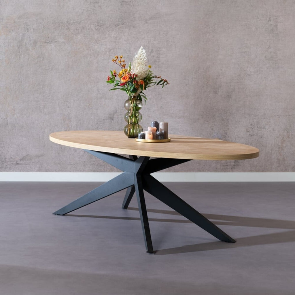 Eettafel Dio melamine eiken ovaal 270 x 130 cm