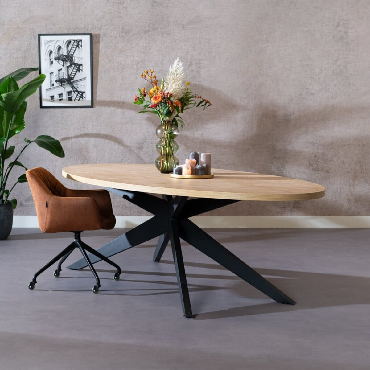 Eettafel Dio melamine eiken ovaal 270 x 130 cm
