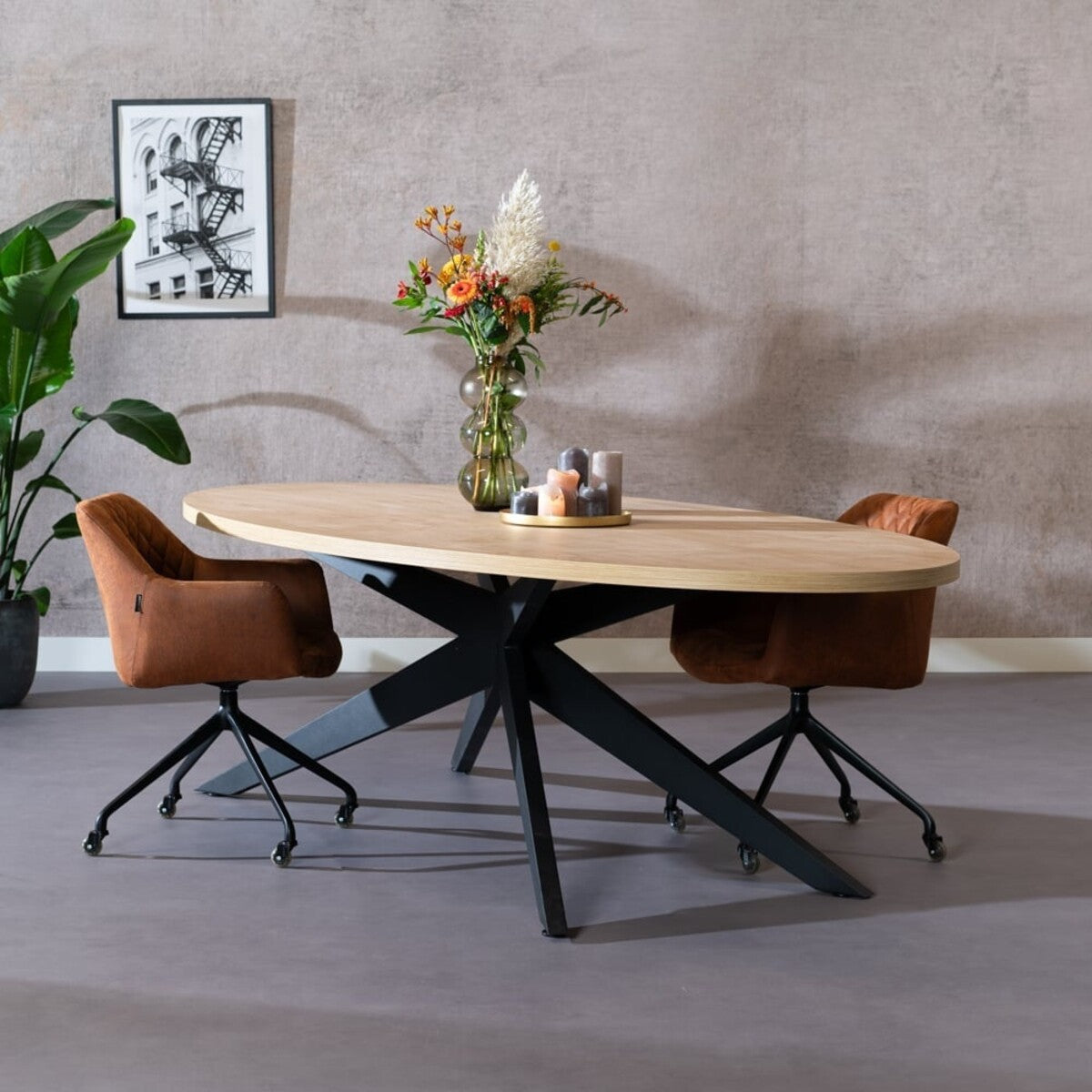 Eettafel Dio melamine eiken ovaal 270 x 130 cm