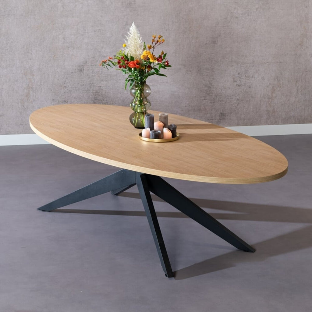 Eettafel Dio melamine eiken ovaal 270 x 130 cm