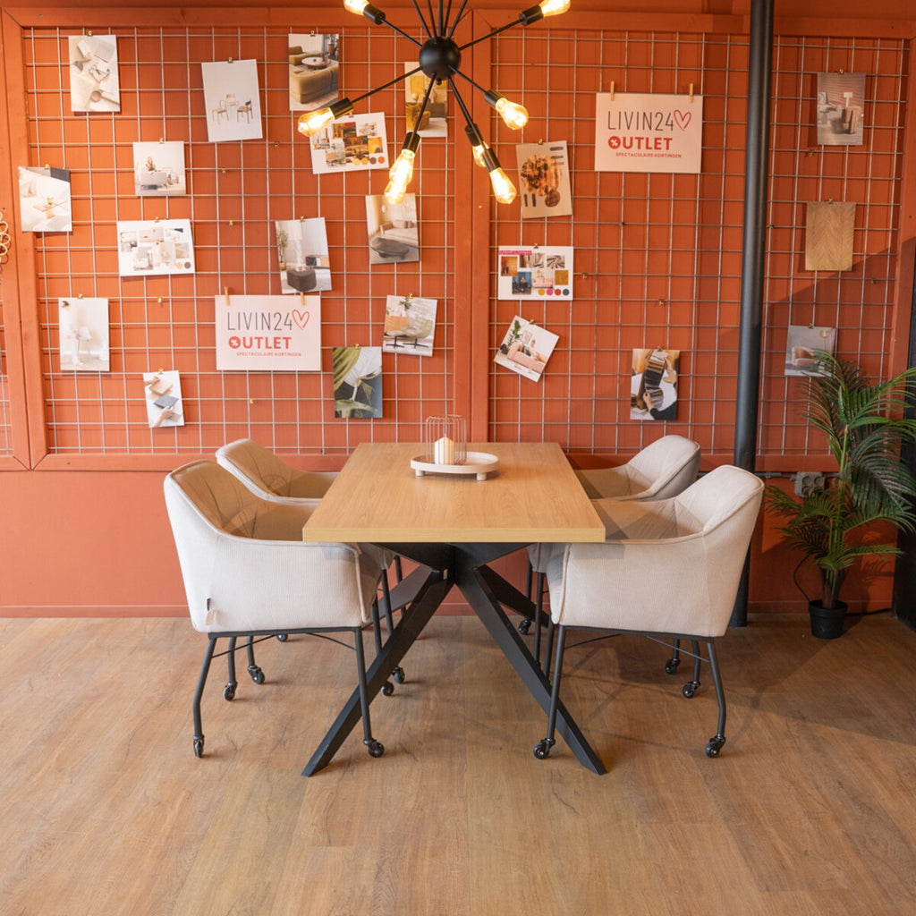 Eettafel Liam melamine eiken 160 x 80 cm