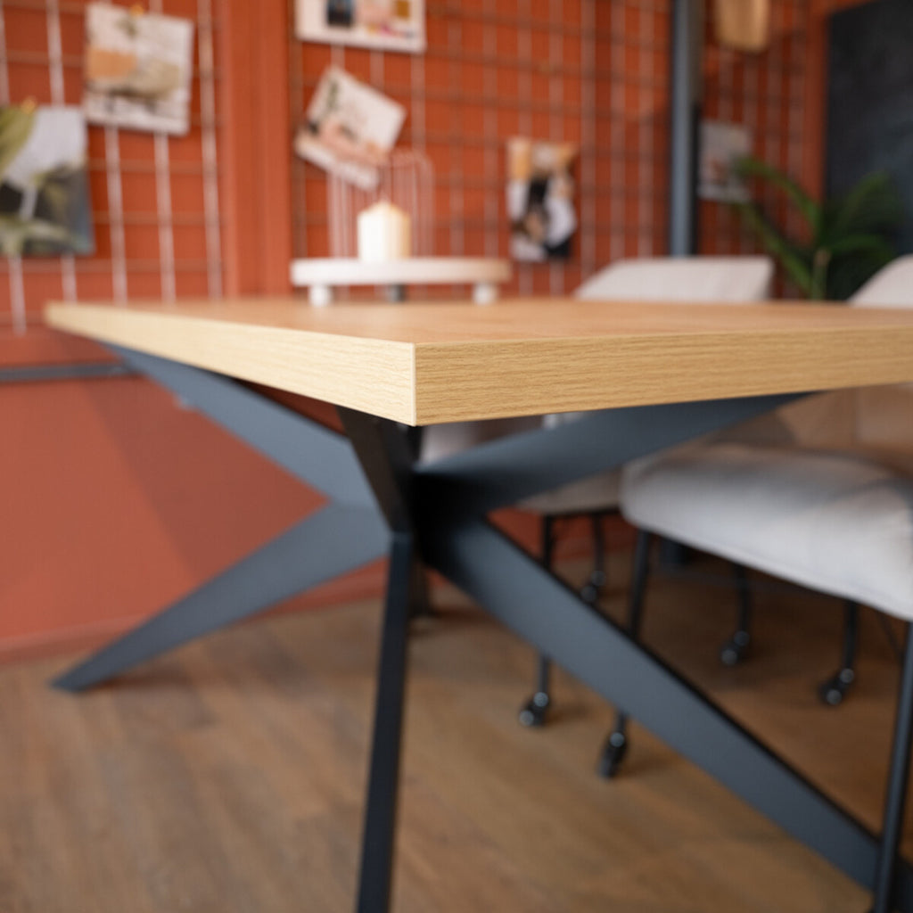 Eettafel Liam melamine eiken 220 x 90 cm