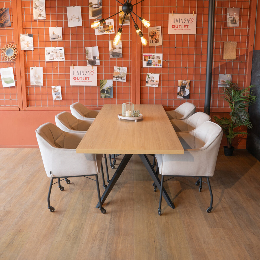 Eettafel Liam melamine eiken 220 x 90 cm
