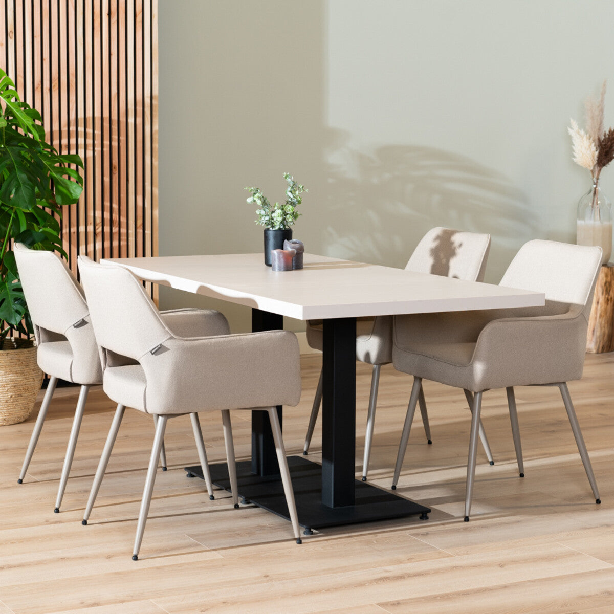 Eettafel Nils melamine beige 160 x 80 cm