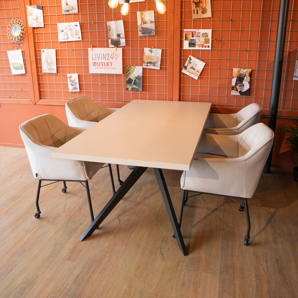 Eettafel Otis melamine beige 180 x 90 cm