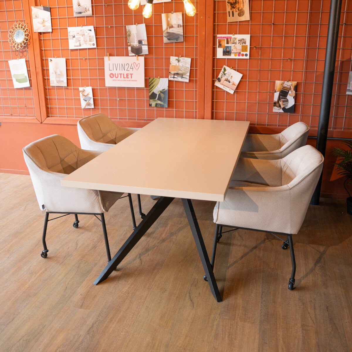 Eettafel Otis melamine beige 180 x 90 cm