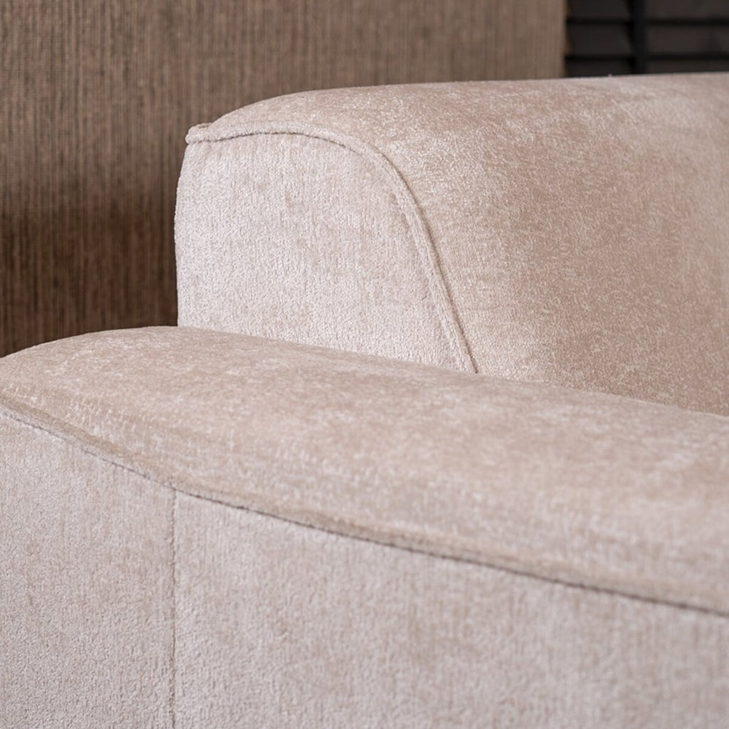 Hoekbank Vegas stof chenille wit/beige links/rechts
