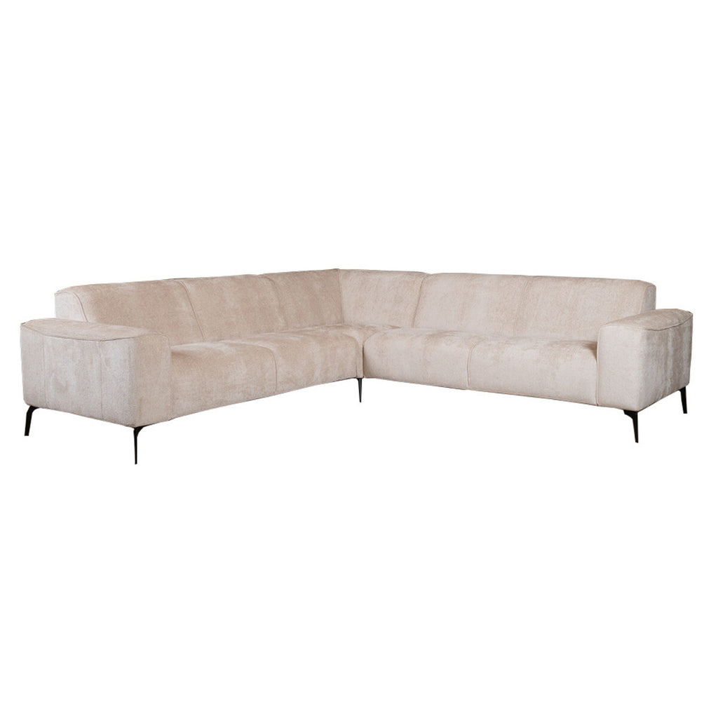 Hoekbank Vegas stof chenille wit/beige links/rechts