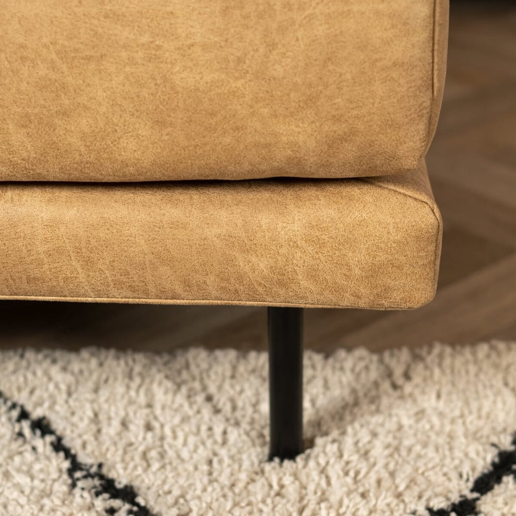 Industriële bank 2,5-zits Denver beige eco-leer