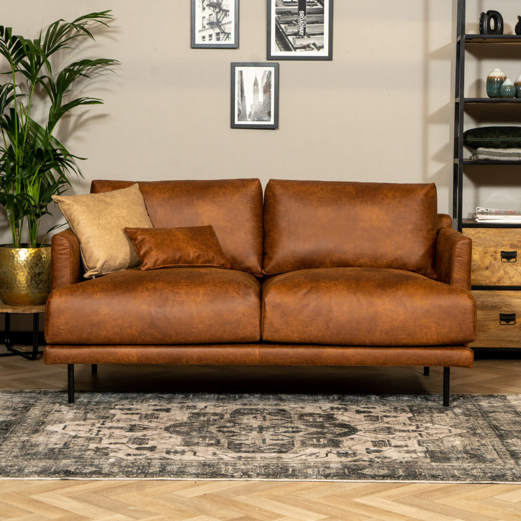 Industriële bank 2,5-zits Denver cognac