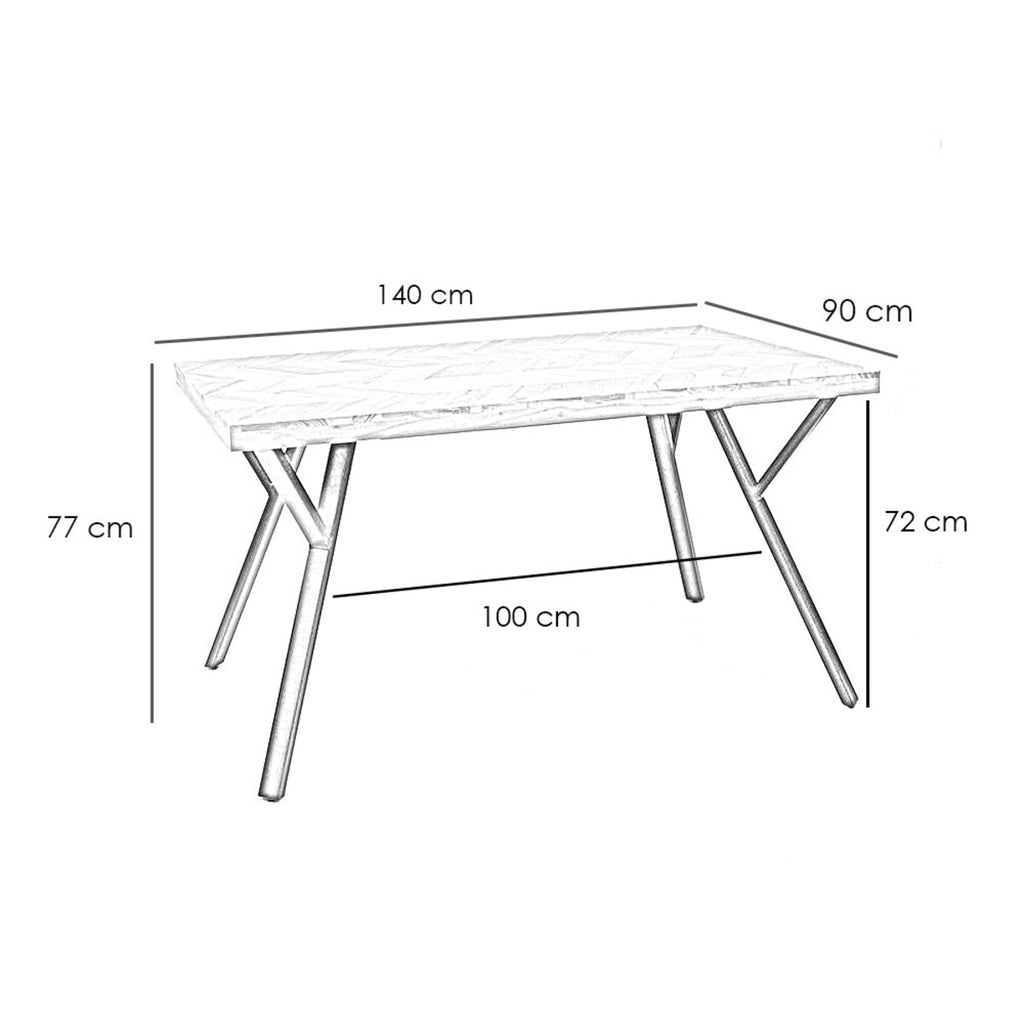 Industriële eettafel visgraat Hunter acaciahout 140 x 90 cm