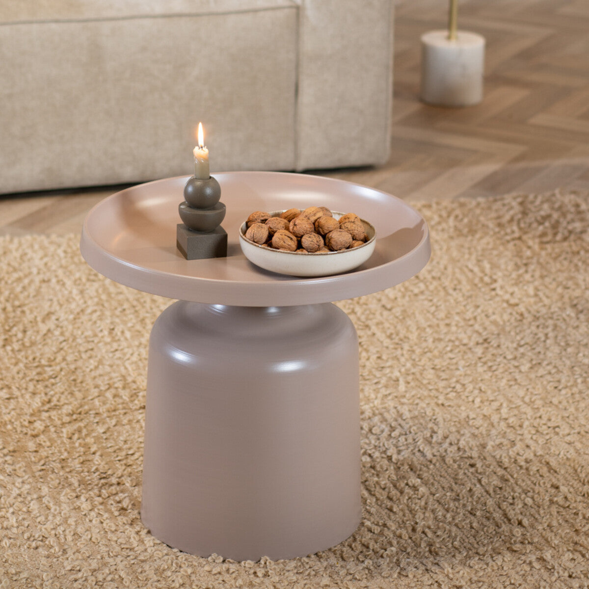 Salontafel Donna rond metaal taupe