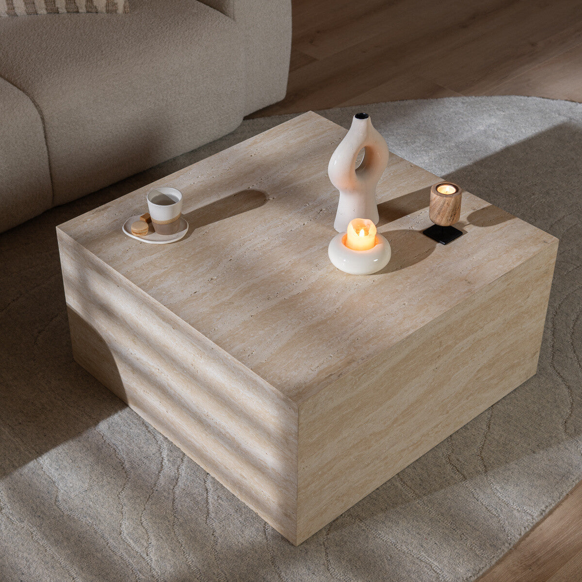 Salontafel/element Ace travertin 75x75x40