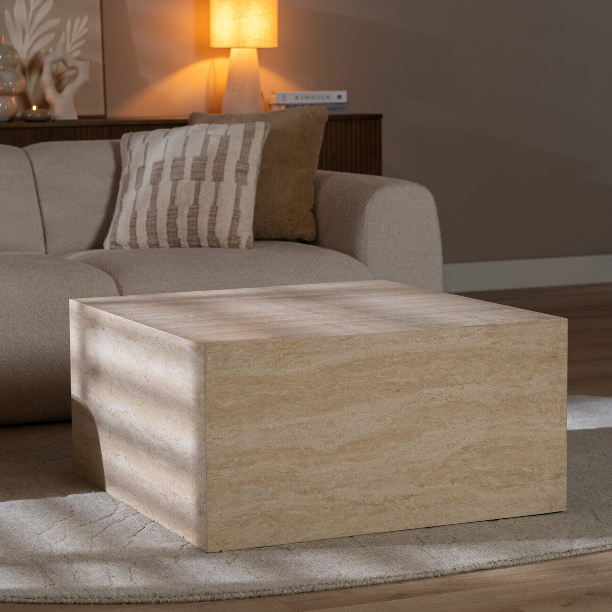 Salontafel/element Ace travertin 75x75x40
