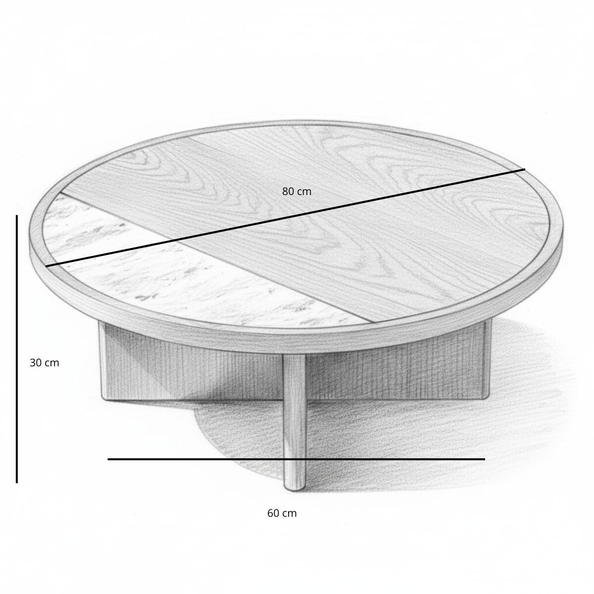 Salontafel Maeva Ø80 cm naturel eiken