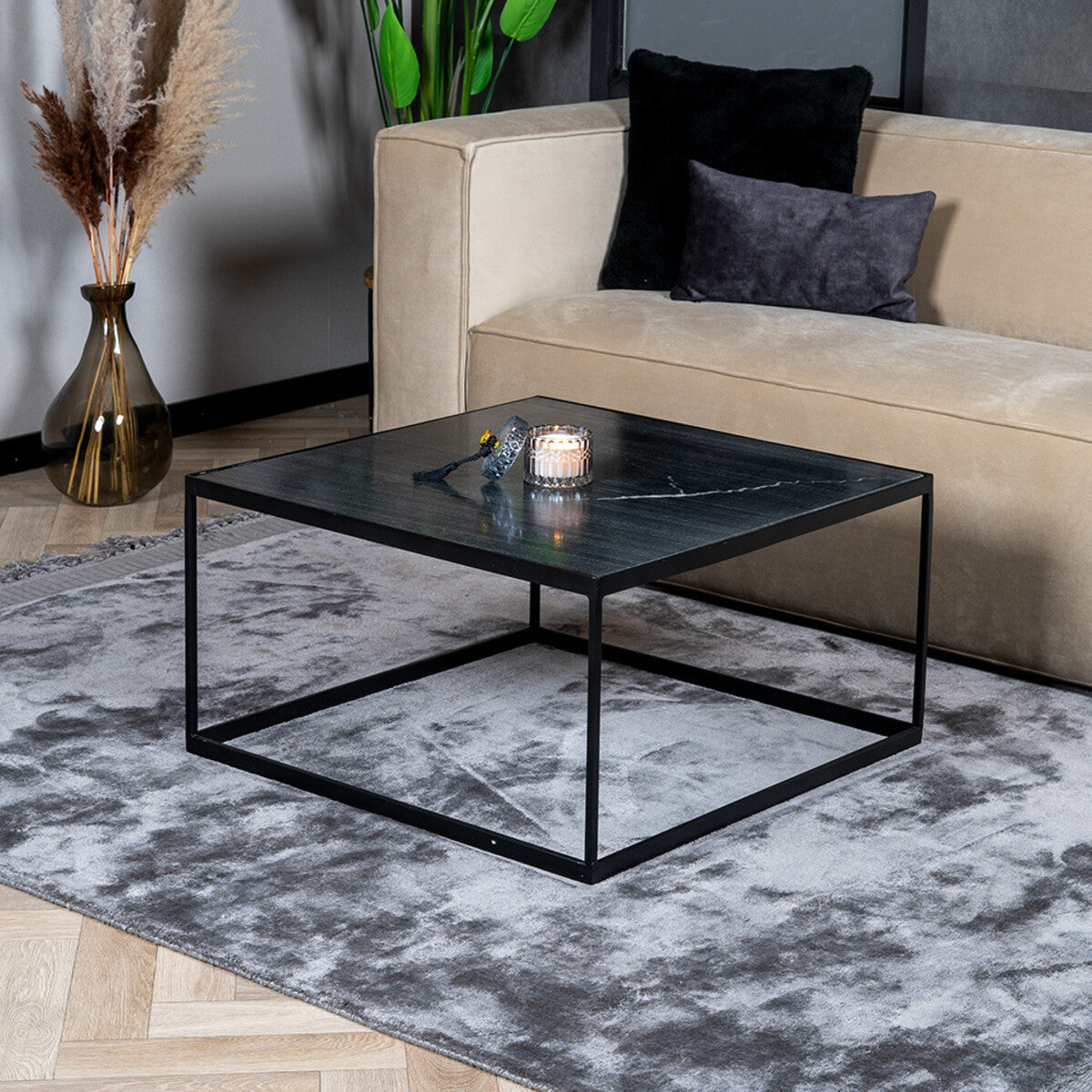 Salontafel marmer Rico 70 x 70 cm zwart
