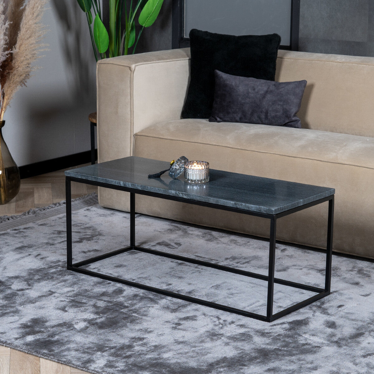 Salontafel marmer Rico 94 x 38 cm zwart