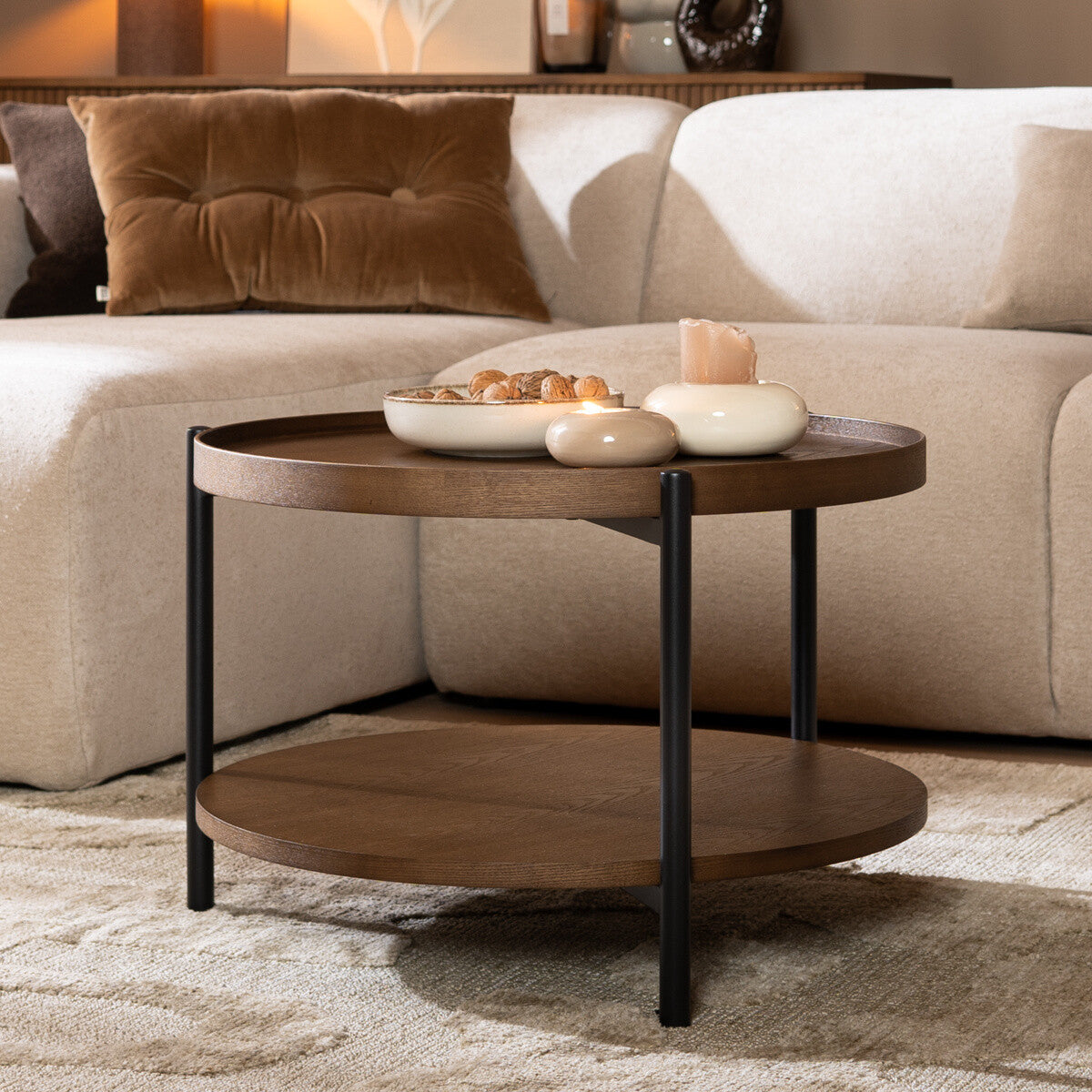 Salontafel Rio Ø58 cm rustiek eiken