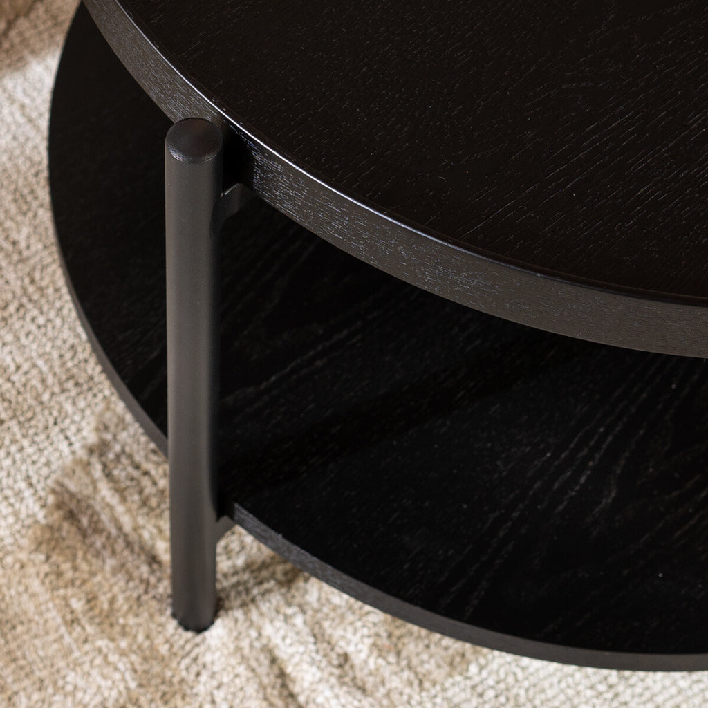 Salontafel Rio Ø58 cm zwart eiken