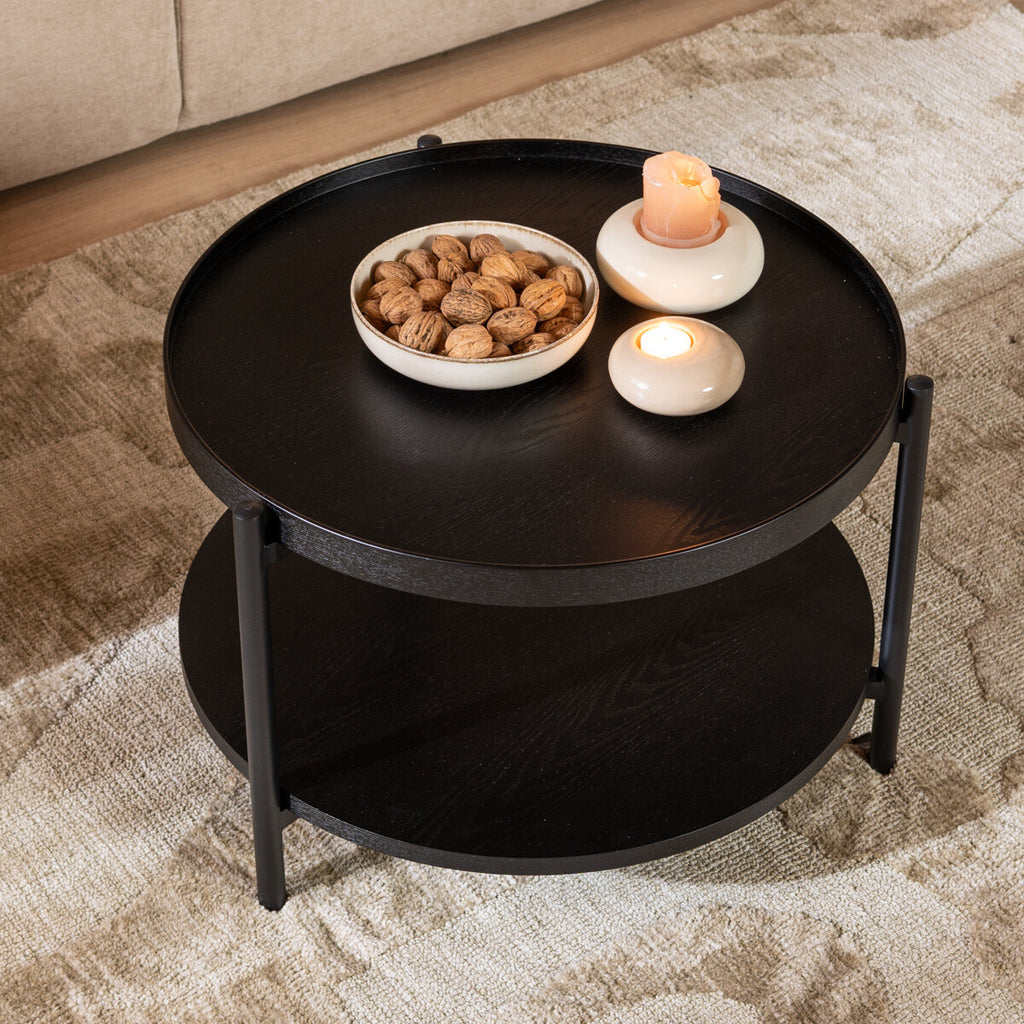 Salontafel Rio Ø58 cm zwart eiken
