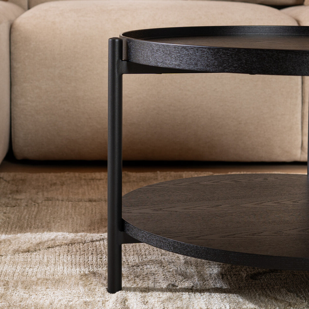 Salontafel Rio Ø58 cm zwart eiken