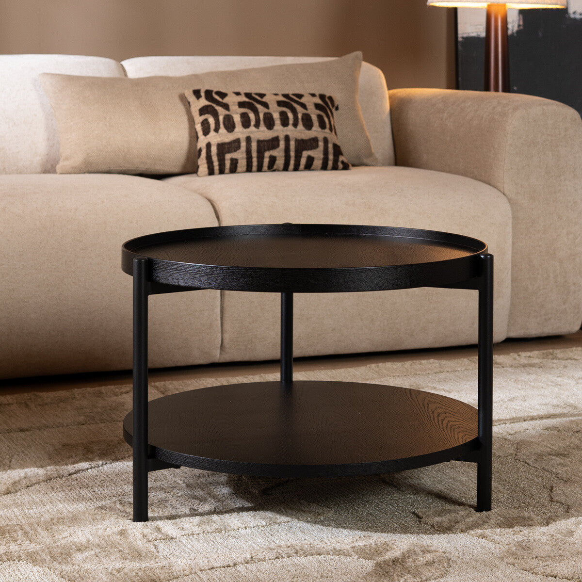 Salontafel Rio Ø58 cm zwart eiken