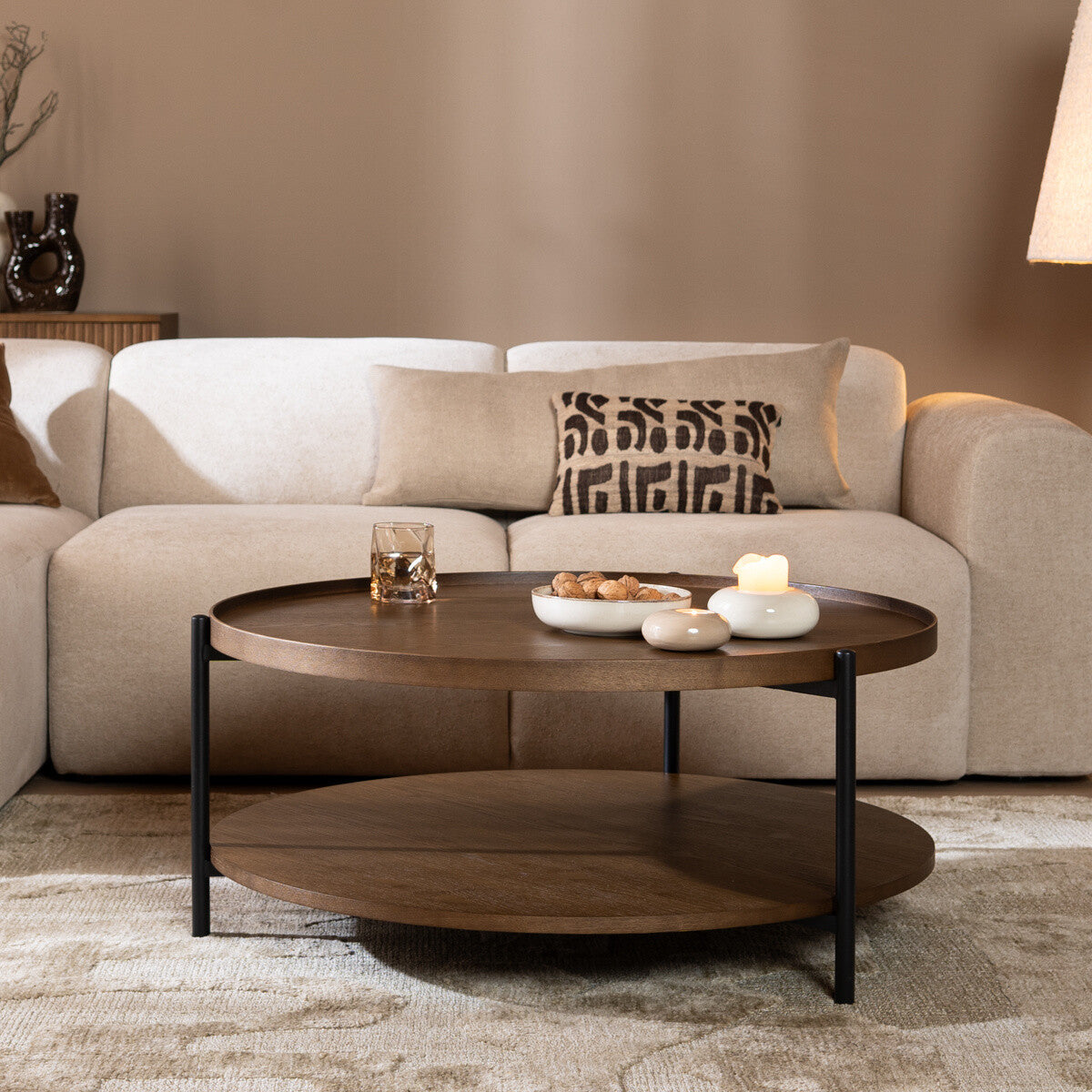 Salontafel Rio Ø90 cm rustiek eiken