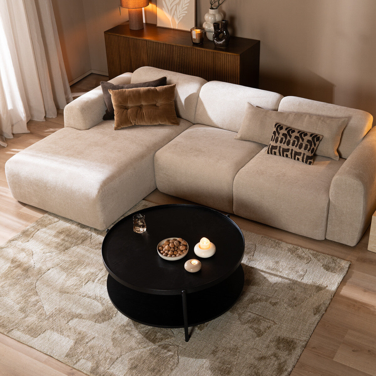 Salontafel Rio Ø90 cm zwart eiken