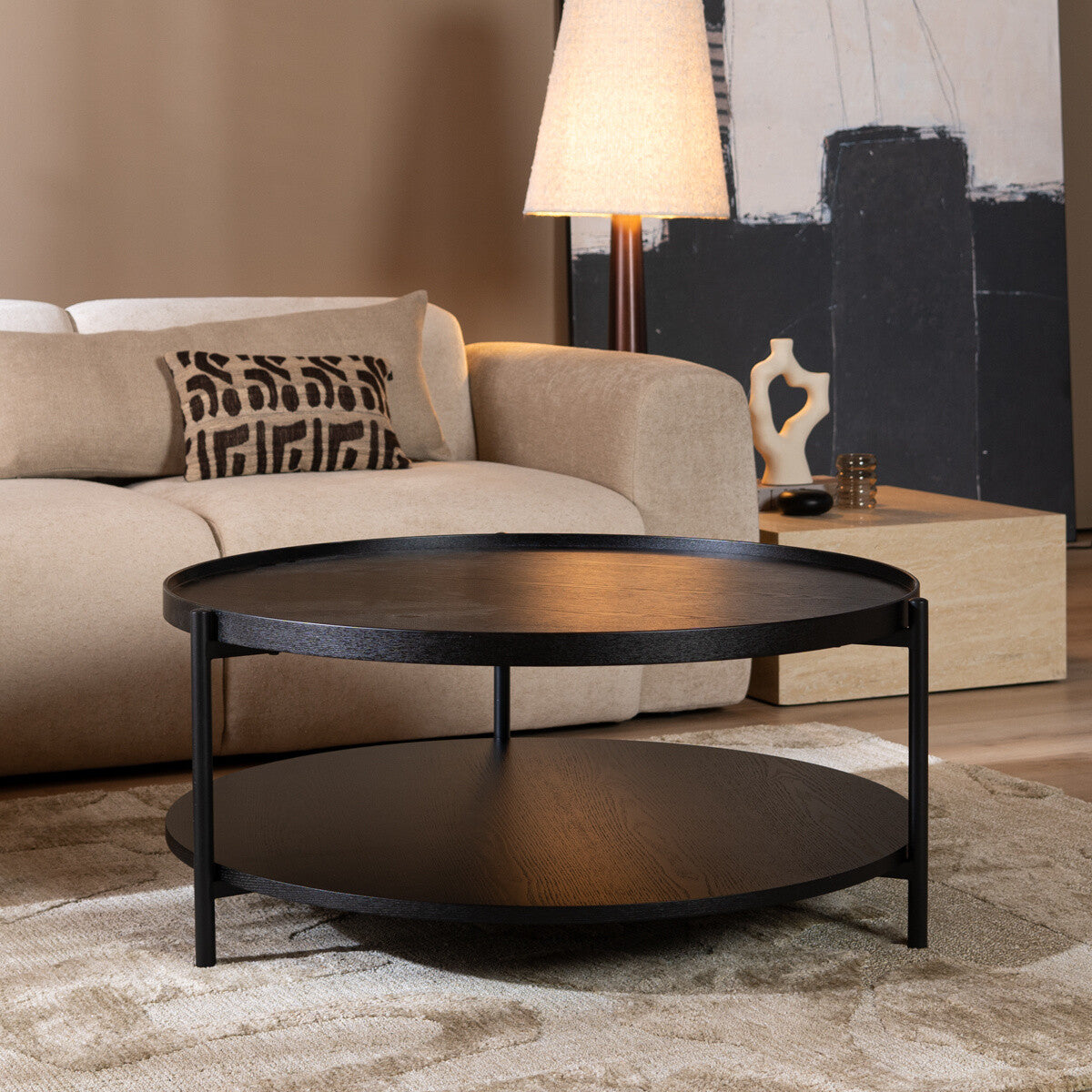 Salontafel Rio Ø90 cm zwart eiken