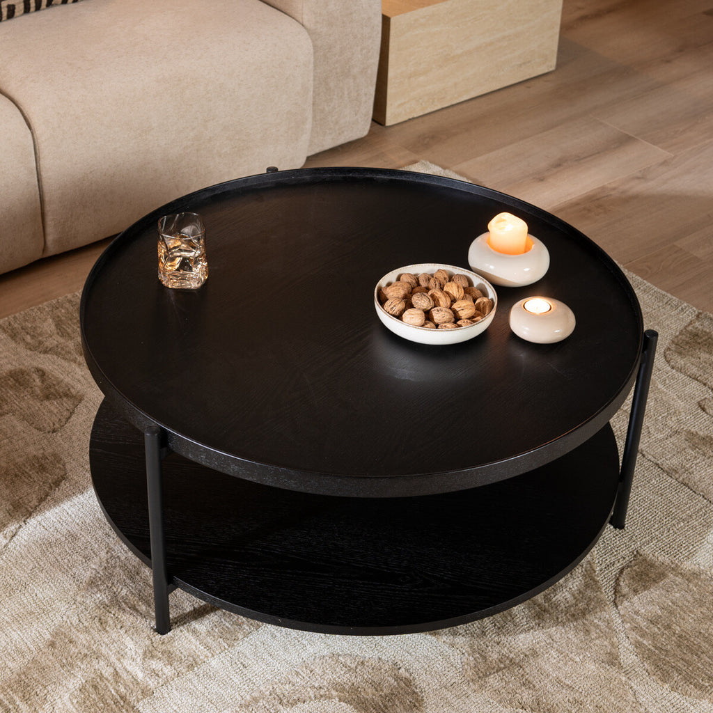 Salontafel Rio Ø90 cm zwart eiken