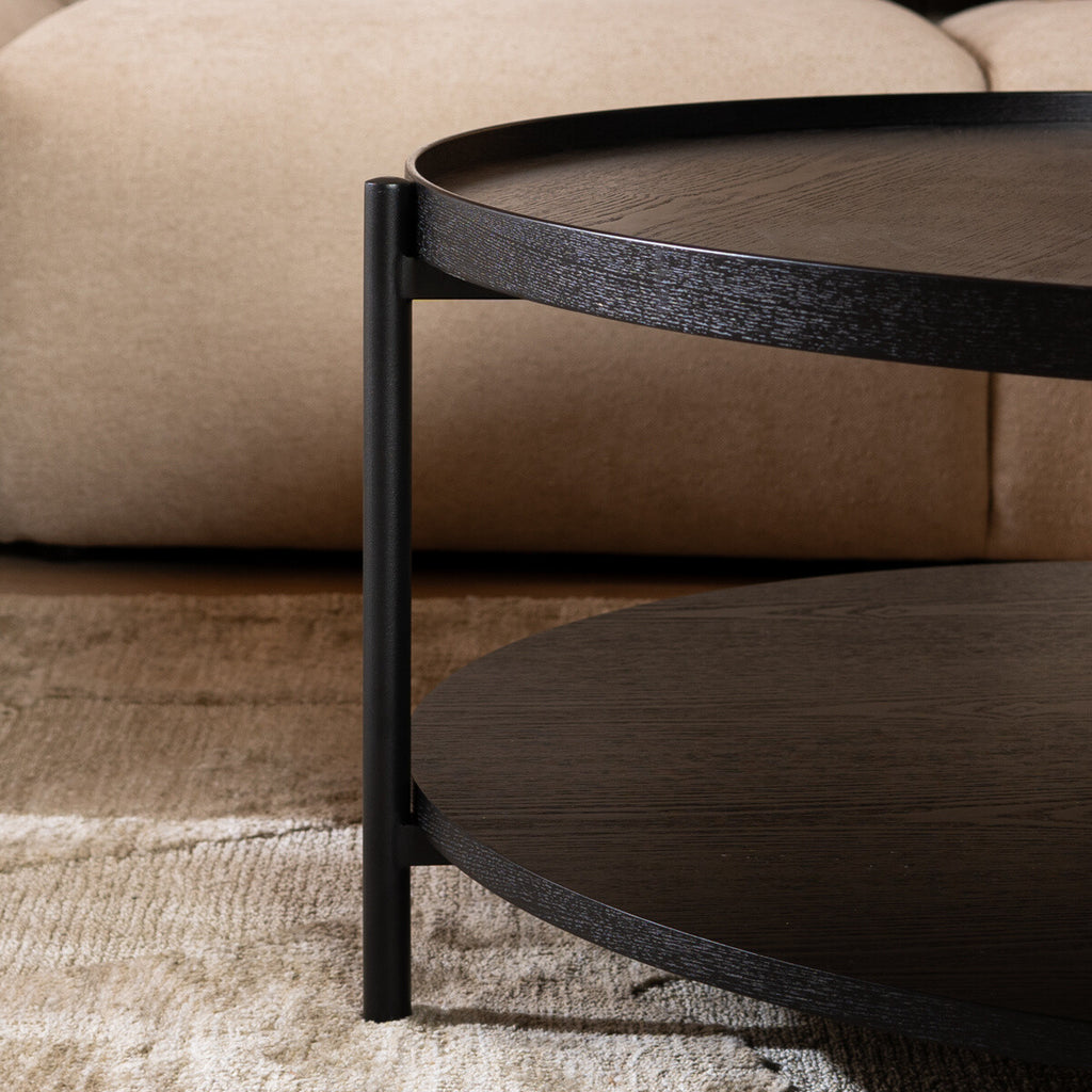 Salontafel Rio Ø90 cm zwart eiken