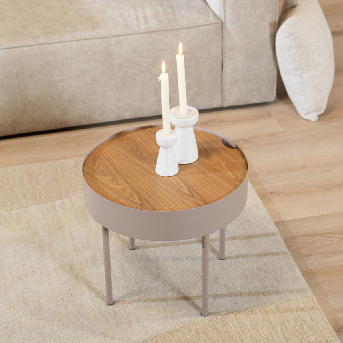 Salontafel Zita rond taupe