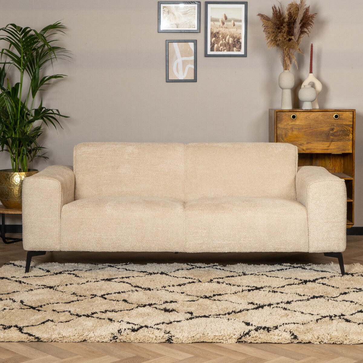 Scandinavische bank 2,5-zits Vegas bouclé beige