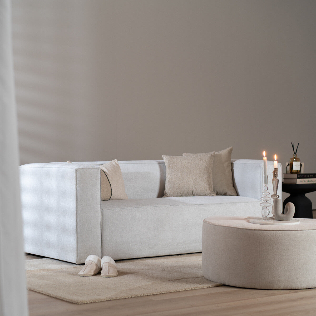 Scandinavische bank Memphis 2,5-zits off white stof gemêleerd