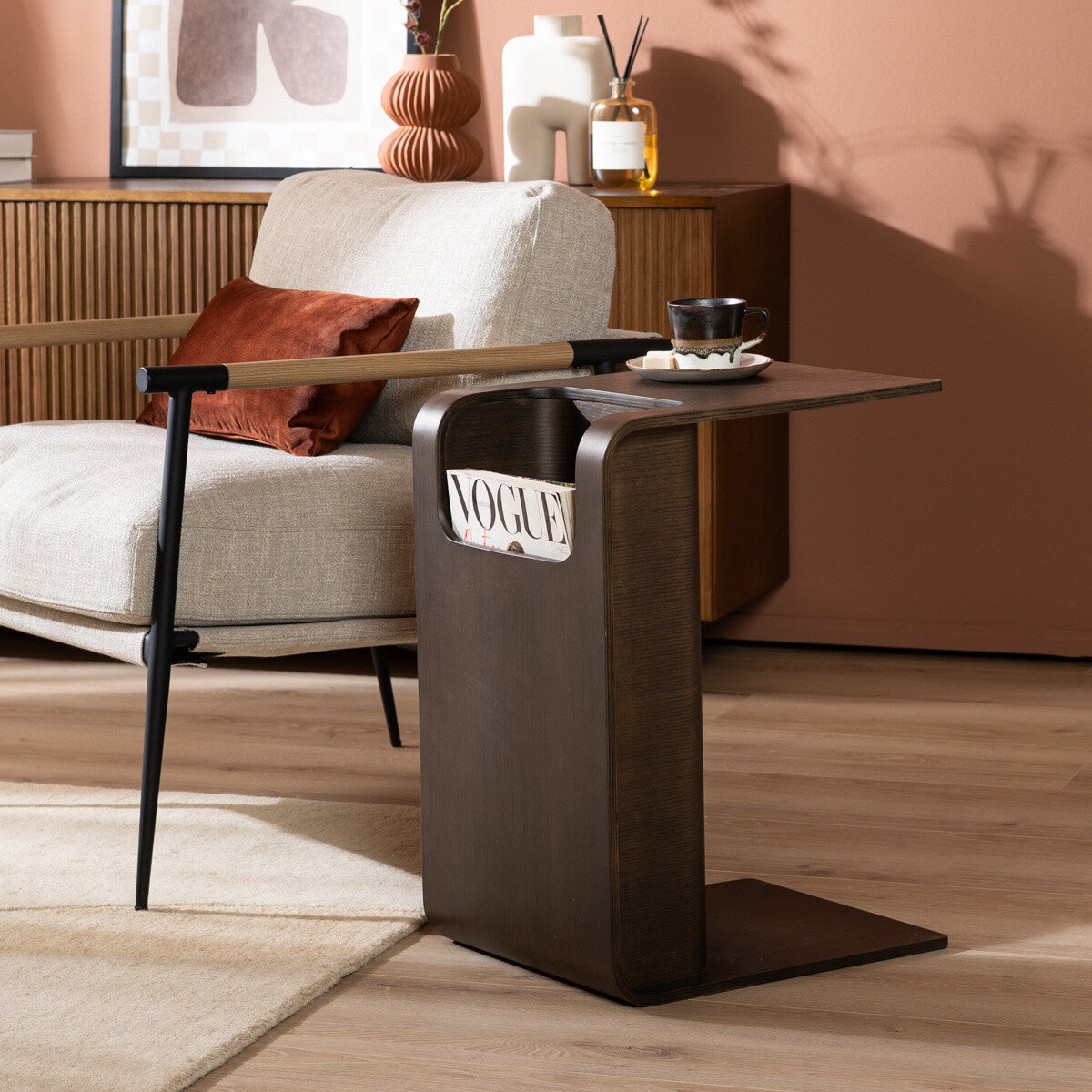 Scandinavische bijzettafel/salontafel Isla 60x35x45 walnoot