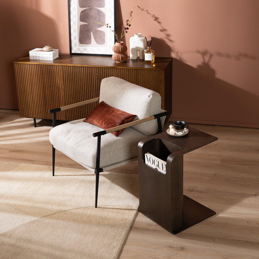 Scandinavische bijzettafel/salontafel Isla 60x35x45 walnoot