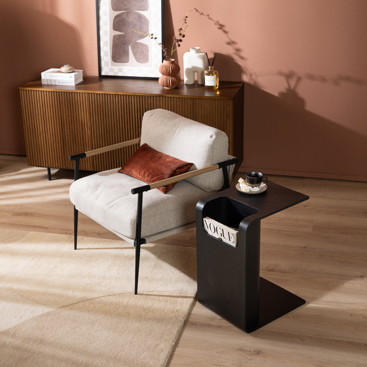 Scandinavische bijzettafel/salontafel Isla zwart