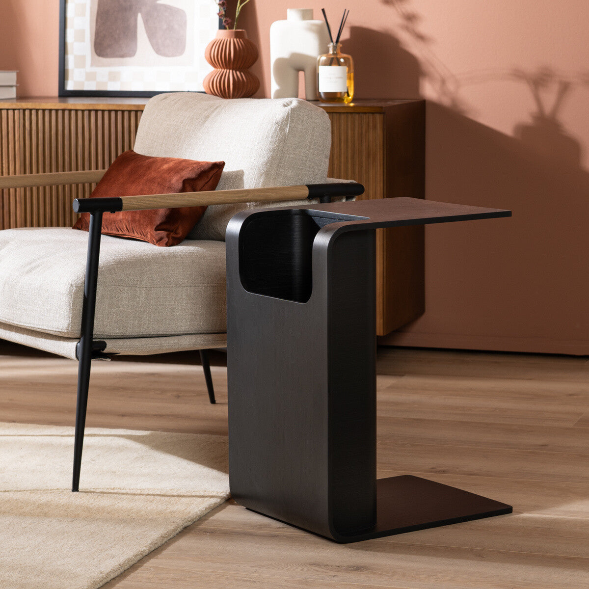 Scandinavische bijzettafel/salontafel Isla zwart