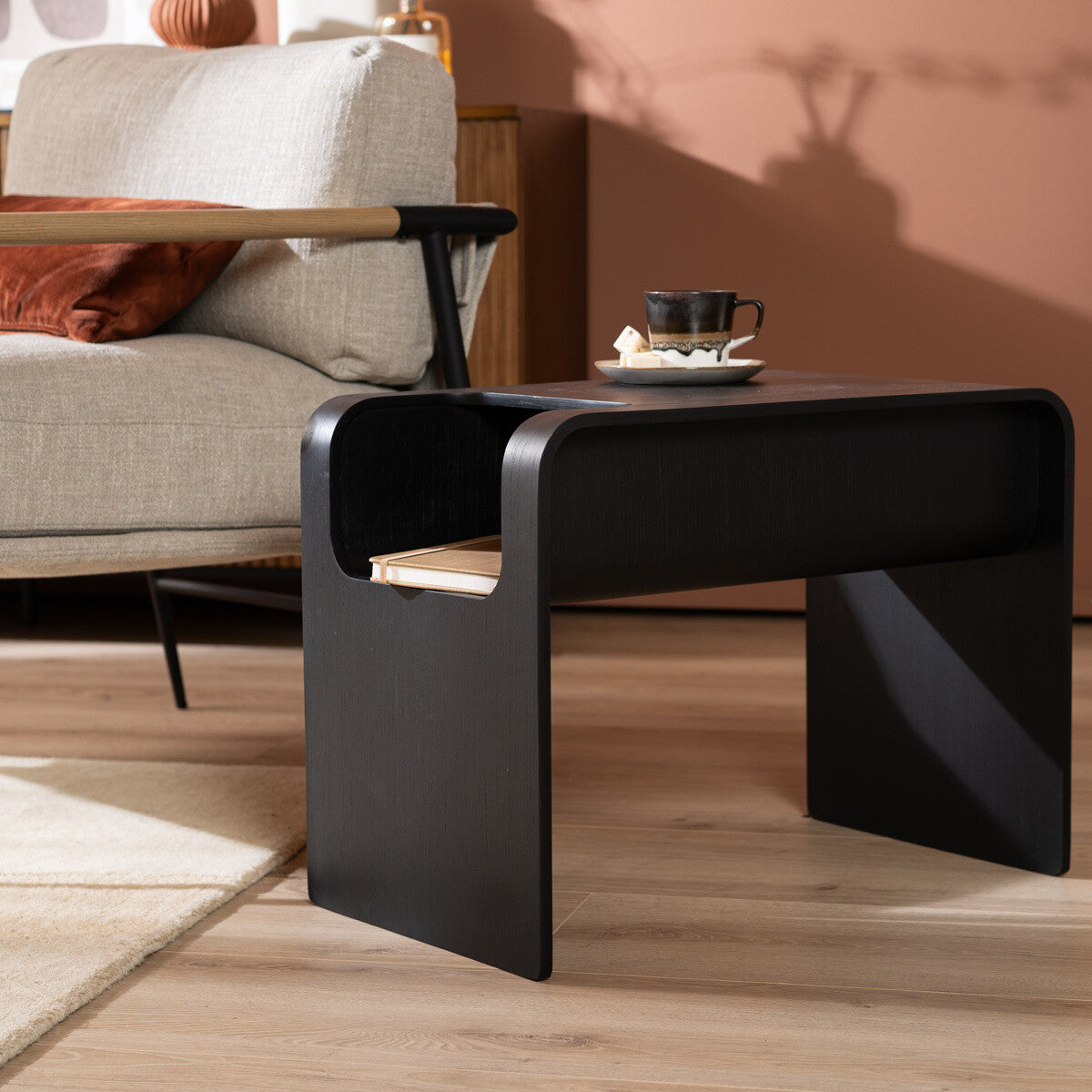 Scandinavische bijzettafel/salontafel Isla zwart