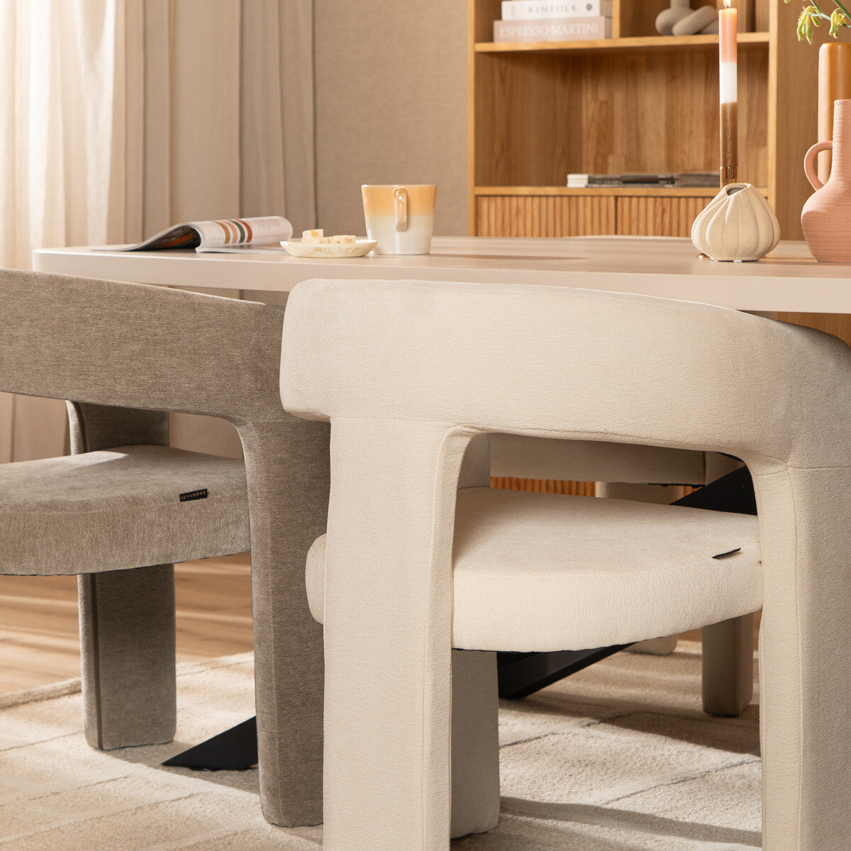 Scandinavische eetkamerstoel Bibi chenille off white