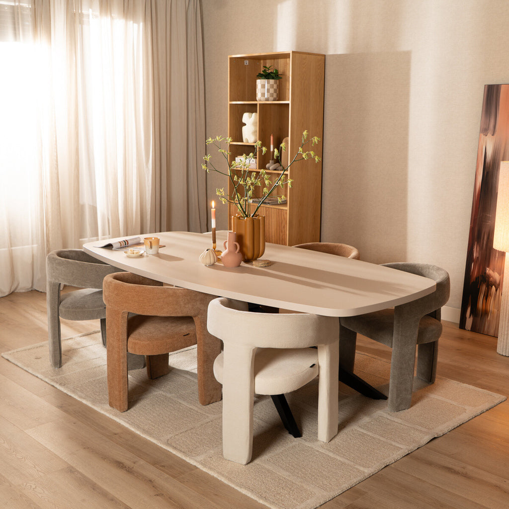 Scandinavische eetkamerstoel Bibi chenille taupe