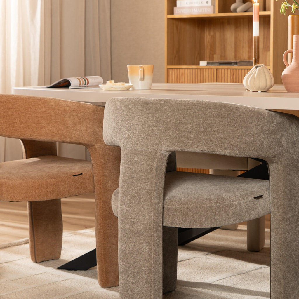 Scandinavische eetkamerstoel Bibi chenille taupe