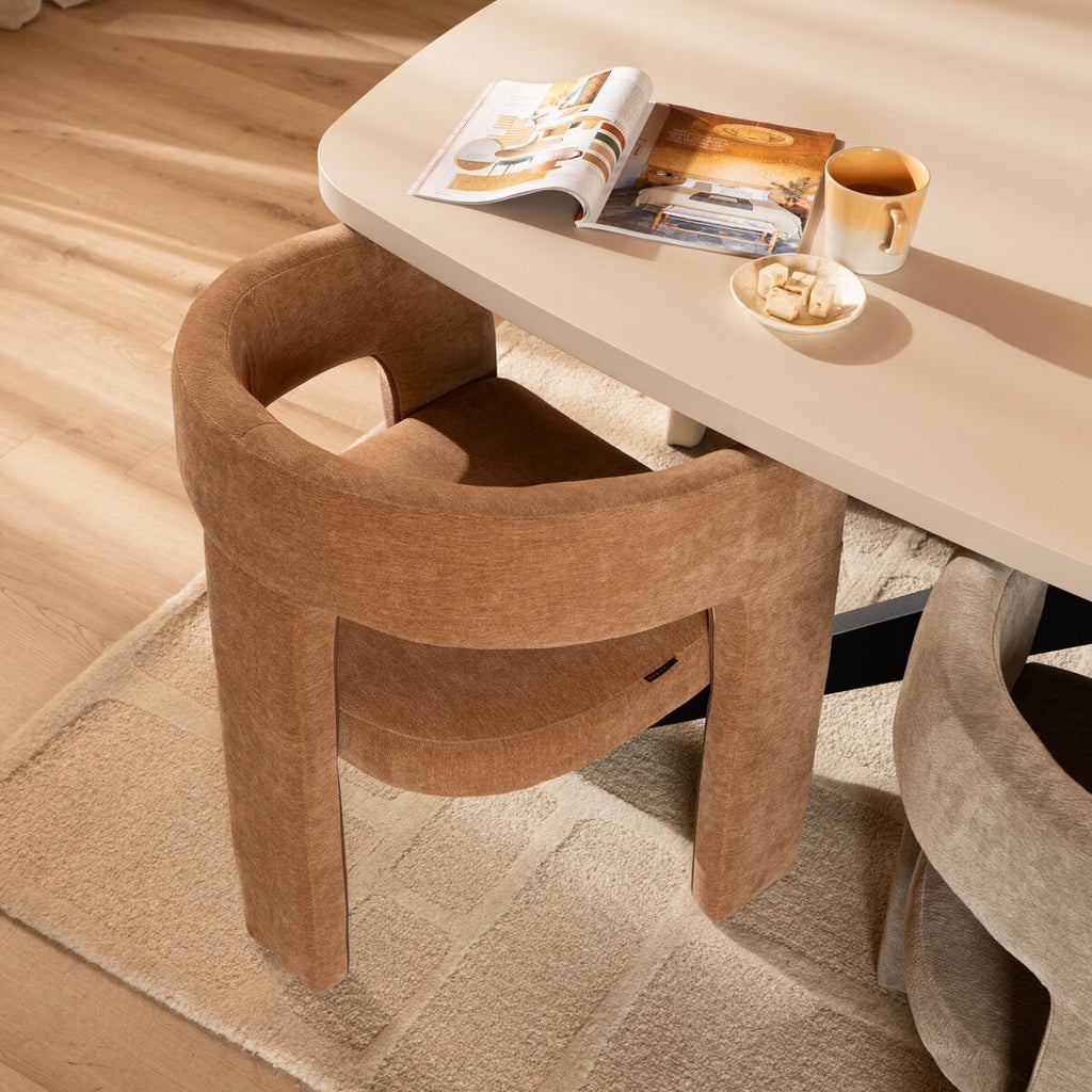 Scandinavische eetkamerstoel Bibi chenille terracotta