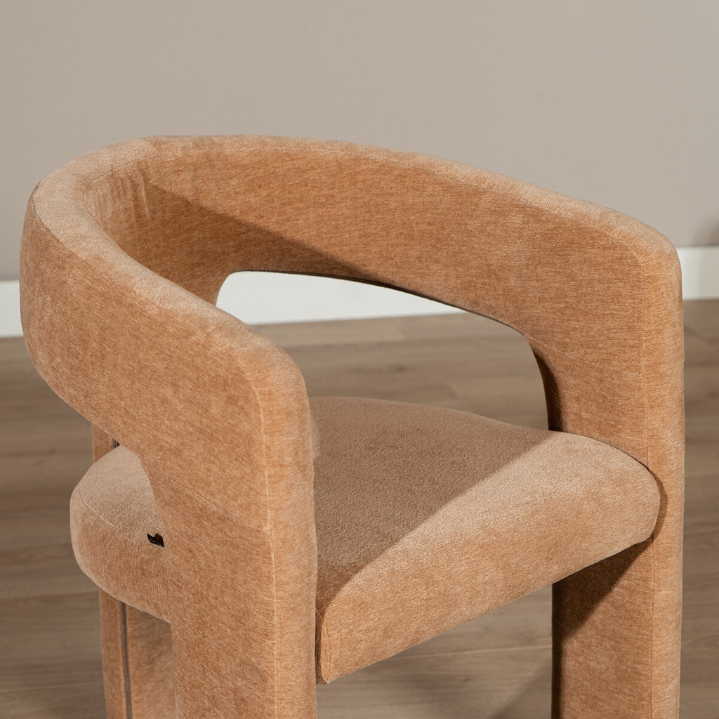 Scandinavische eetkamerstoel Bibi chenille terracotta