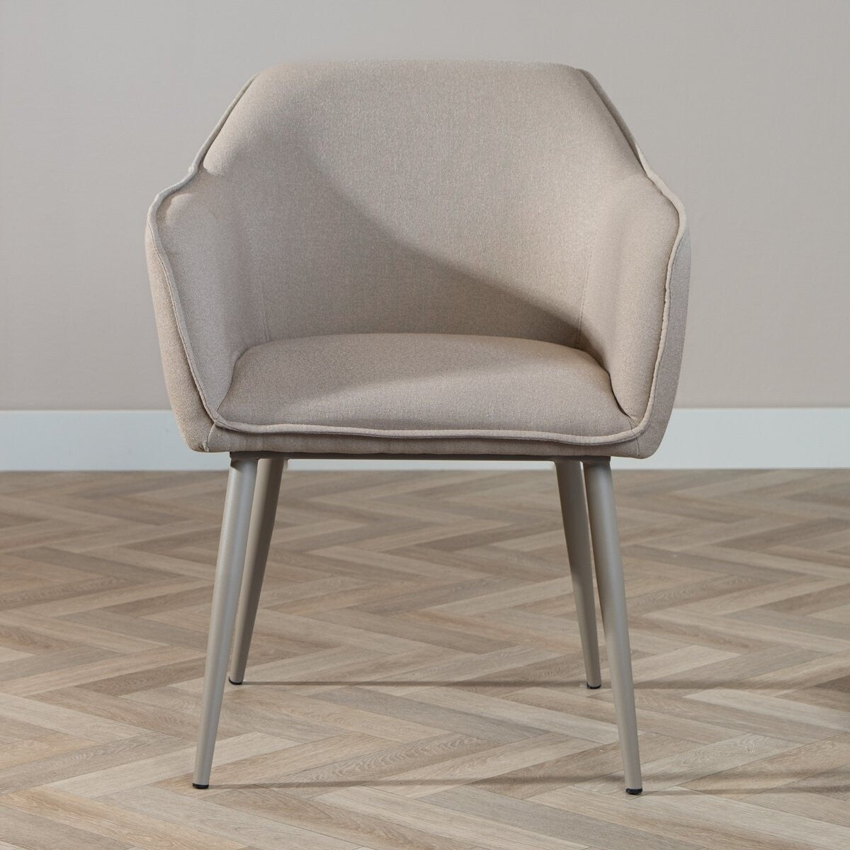 Scandinavische eetkamerstoel Elin taupe gerecyclede stof
