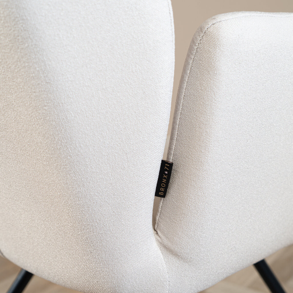 Scandinavische eetkamerstoel Frey gerecyclede stof off white