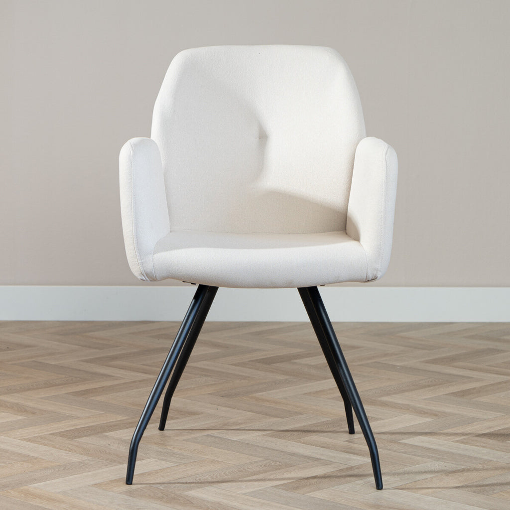 Scandinavische eetkamerstoel Frey gerecyclede stof off white