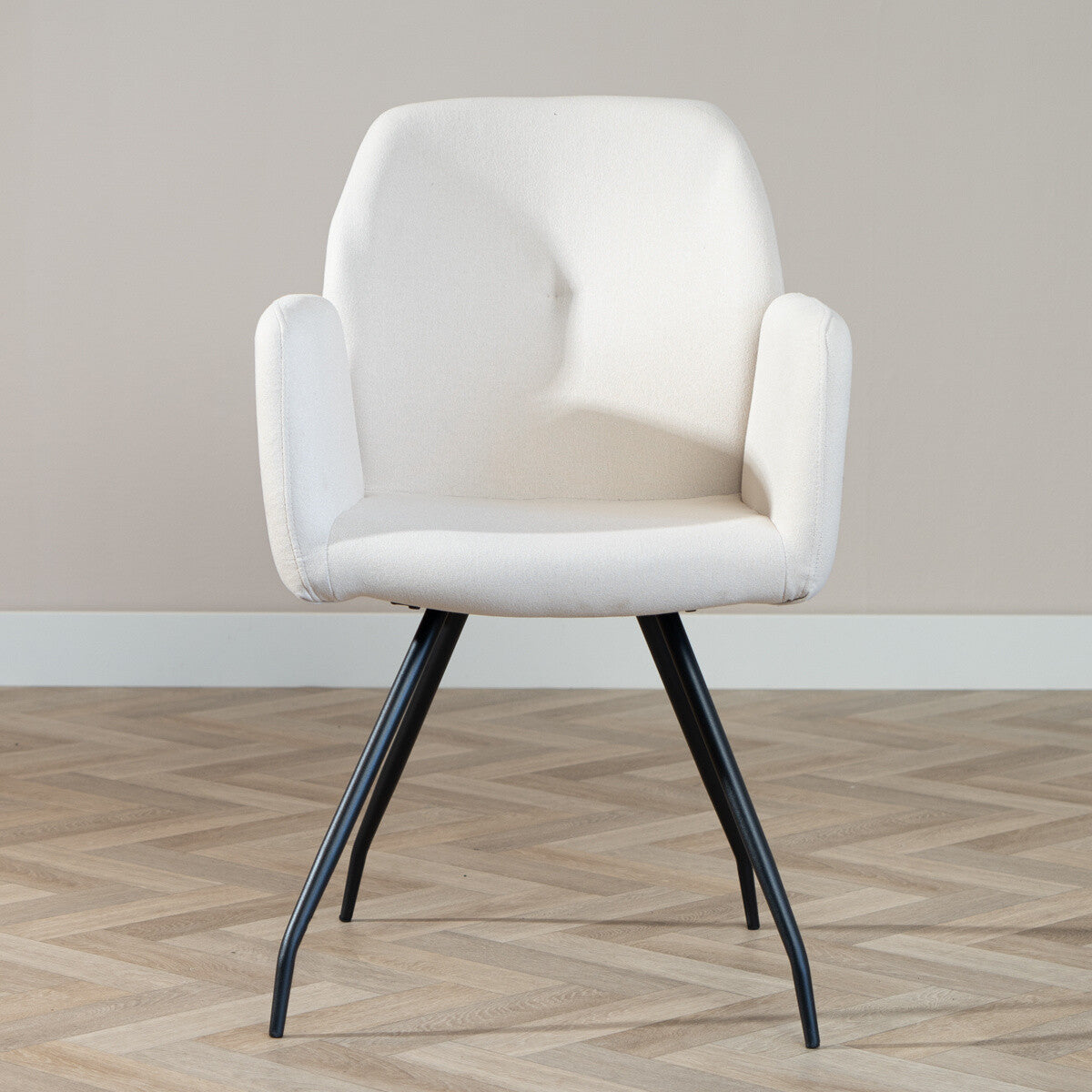 Scandinavische eetkamerstoel Frey gerecyclede stof off white