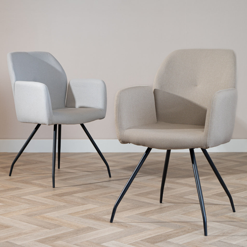 Scandinavische eetkamerstoel Frey gerecyclede stof taupe