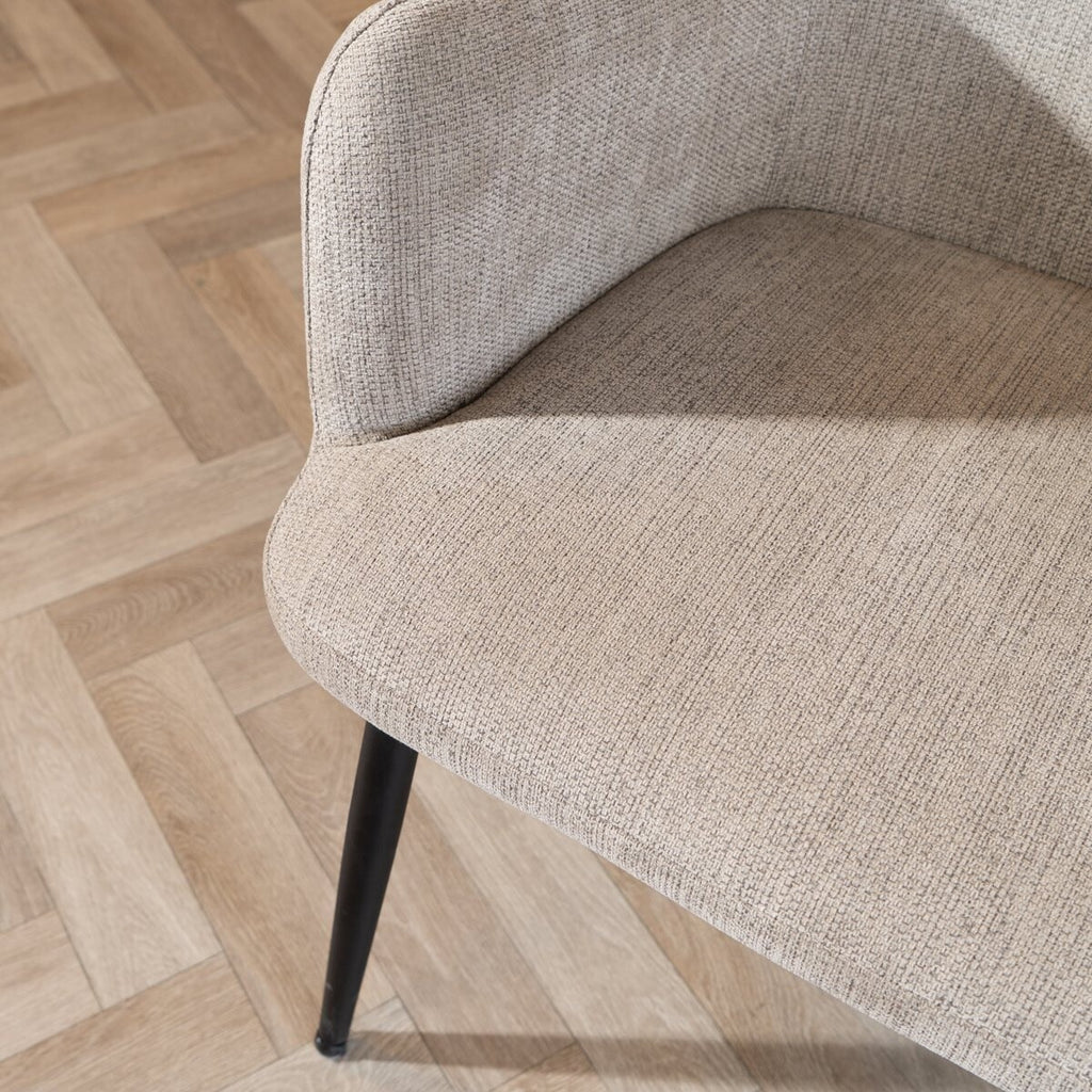 Scandinavische eetkamerstoel Lars taupe gerecyclede stof